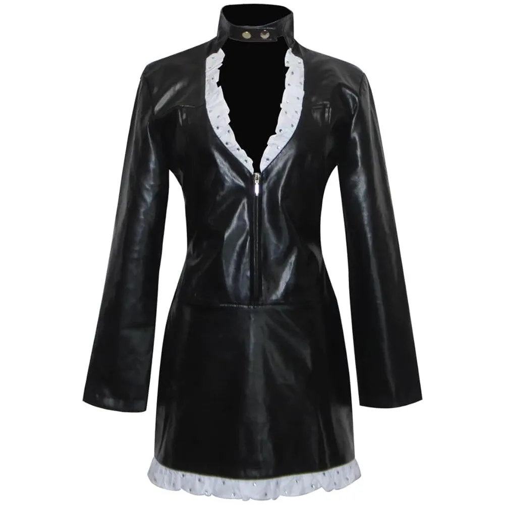 One Piece Nico Robin Judicial Island Arc Black Leather Coat Cosplay Costume Outfits Halloween Carnival Suit