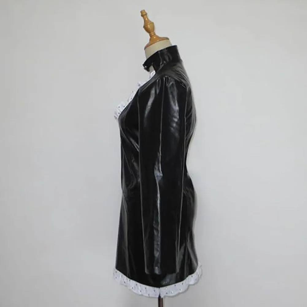 One Piece Nico Robin Judicial Island Arc Black Leather Coat Cosplay Costume Outfits Halloween Carnival Suit