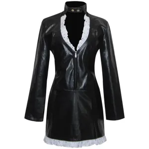 One Piece Nico Robin Judicial Island Arc Black Leather Coat Cosplay Costume Outfits Halloween Carnival Suit