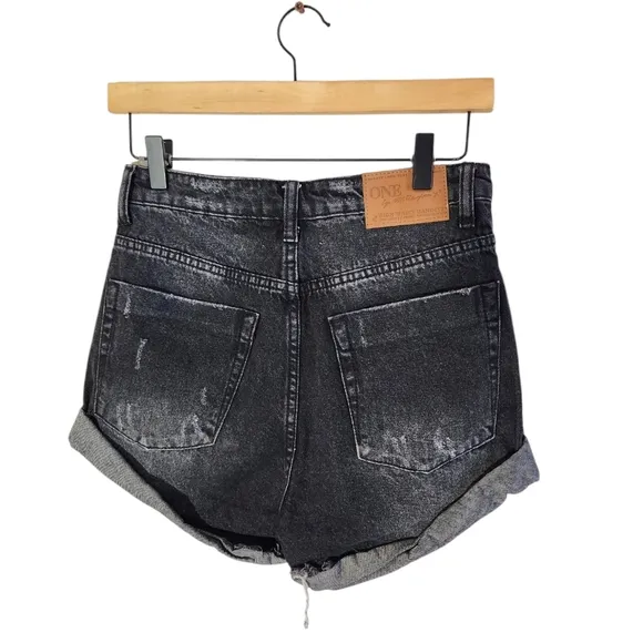 One Teaspoon High Rise Short Size 26 Black Gray Color Denim Women