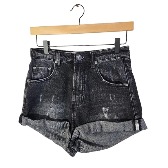 One Teaspoon High Rise Short Size 26 Black Gray Color Denim Women