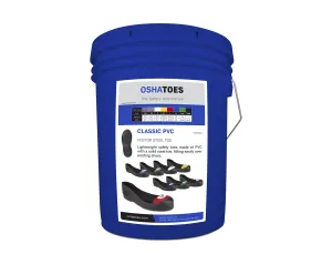 OSHBUCO-11, Visitor Bucket 9 Pairs Prepack Steel Toe Cap Safety Overshoes, Classic PVC (Color Coded by Size)