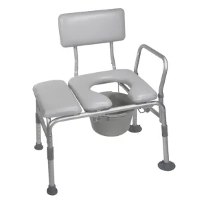 Padded Seat Transfer Bench with Commode Opening - 1 Each