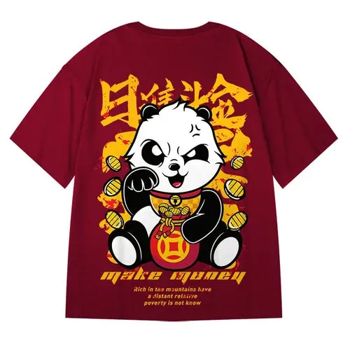 Panda Trendy Brand Hip-hop Loose T-shirt