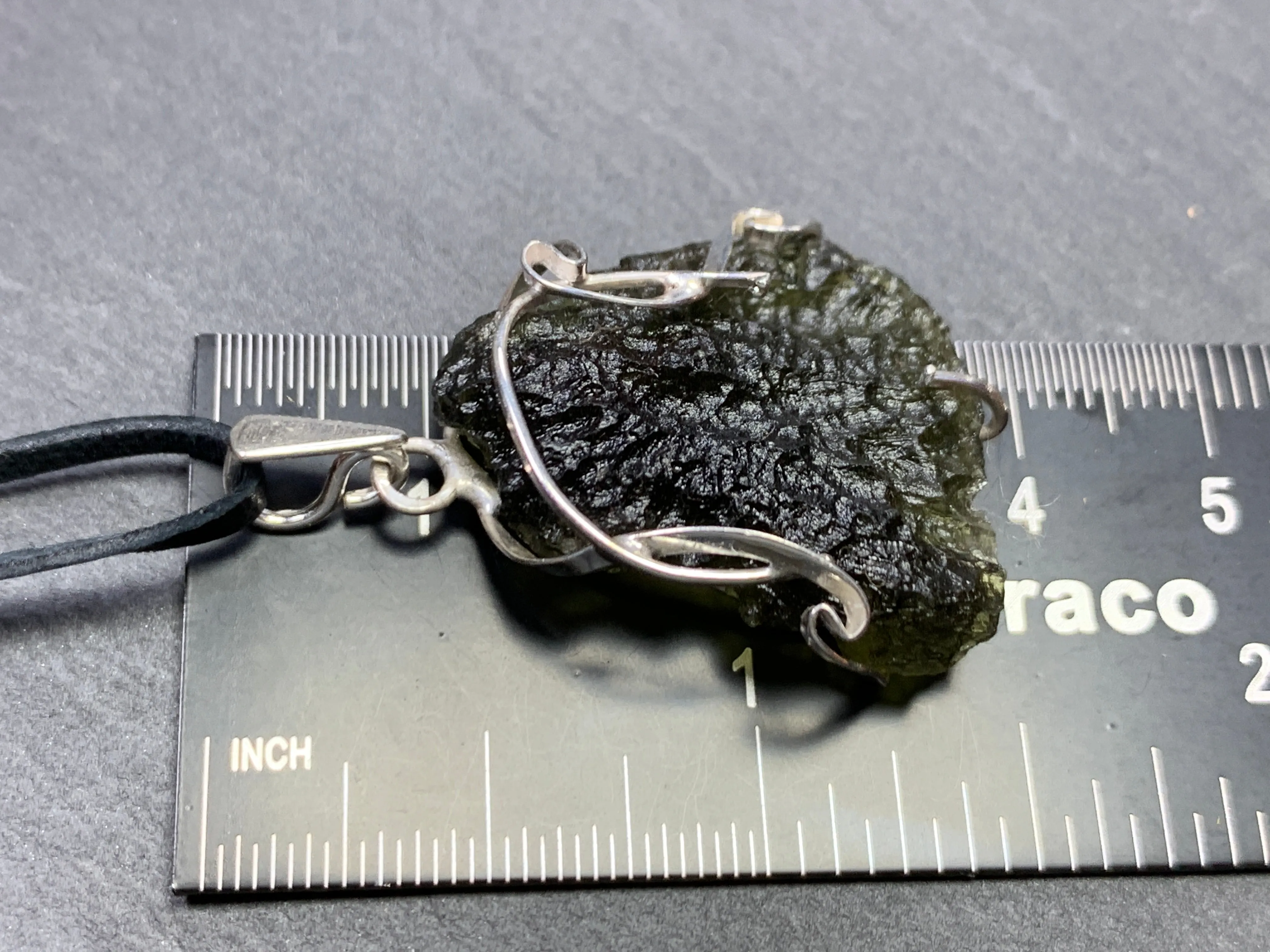 Pendant Raw Moldavite In Silver 6.3g