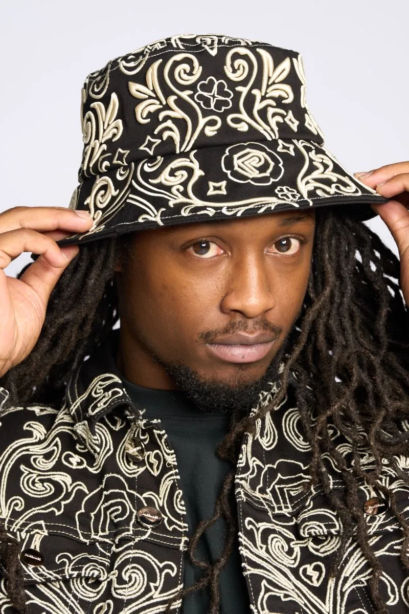 PHEELINGS CHAMPAGNE EMBROIDERED BUCKET HAT (JET BLACK)