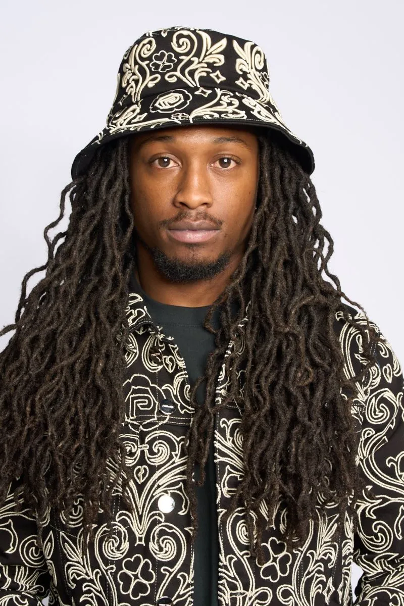 PHEELINGS CHAMPAGNE EMBROIDERED BUCKET HAT (JET BLACK)