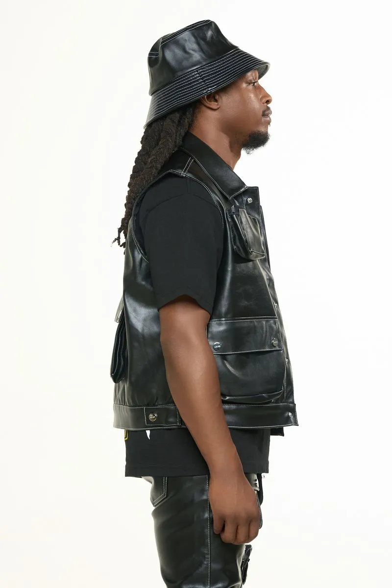PHEELINGS FLOAT ON CARGO LEATHER VEST (BLACK)