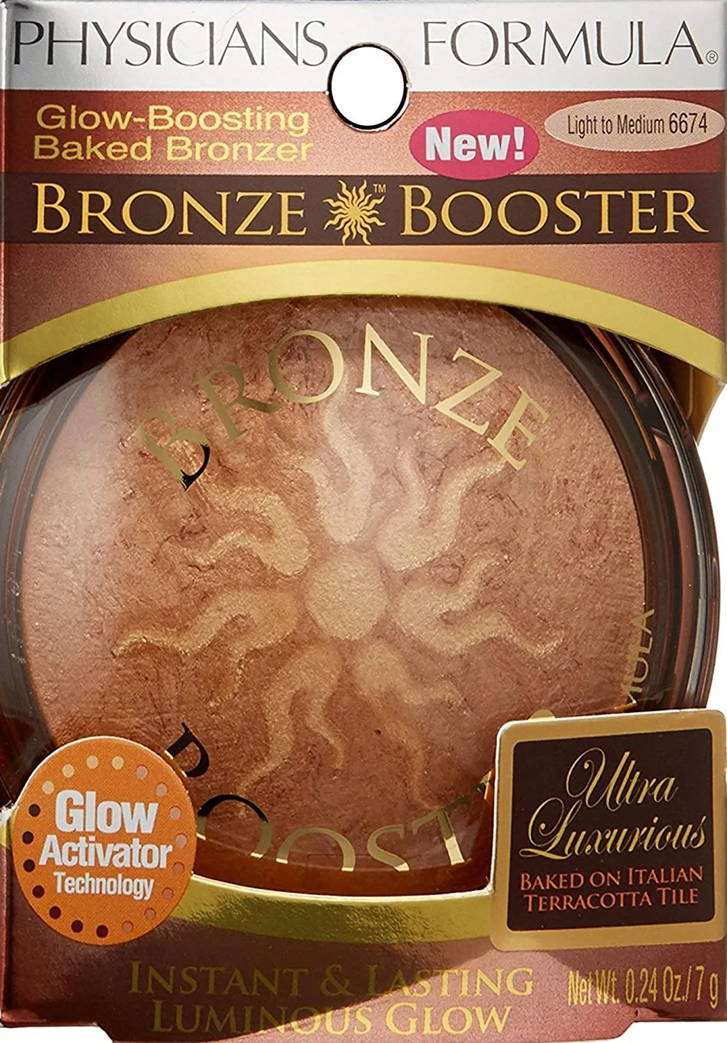 PHYSICIANS FORMULA "BRONZER BOOSTER GLOW BOOSTING PRESSED BRONZER" LIGHT TO MEDIUM