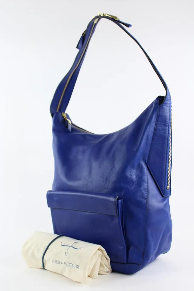 Pour La Victoire Blue Leather Hobo Bag 3PV1218