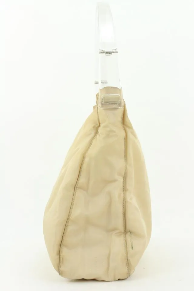 Prada Beige Nylon Tessuto Hobo Bag 23pr114
