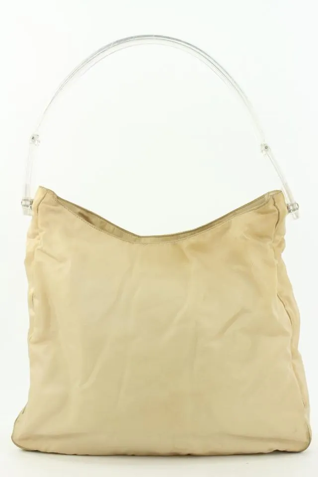 Prada Beige Nylon Tessuto Hobo Bag 23pr114