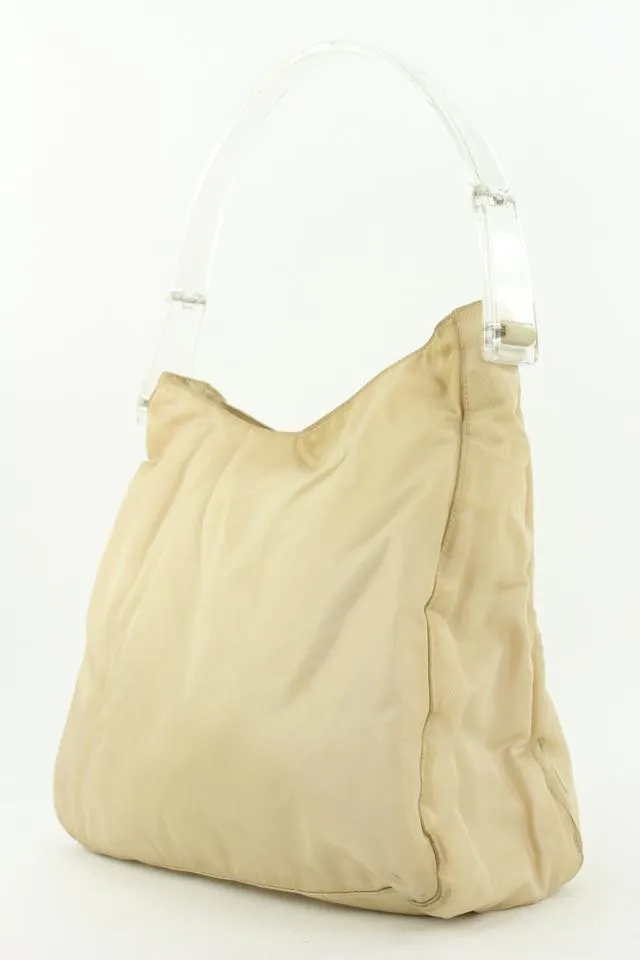 Prada Beige Nylon Tessuto Hobo Bag 23pr114
