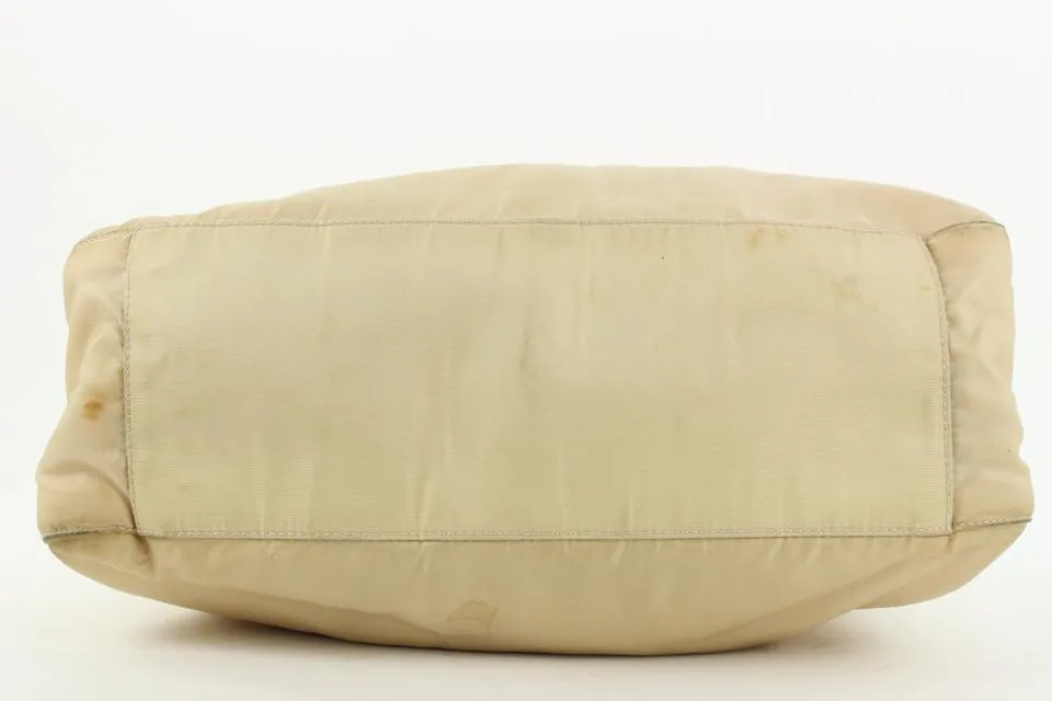 Prada Beige Nylon Tessuto Hobo Bag 23pr114