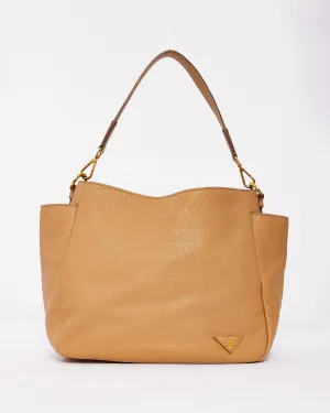 Prada Camel Daino Leather Hobo Shoulder Bag
