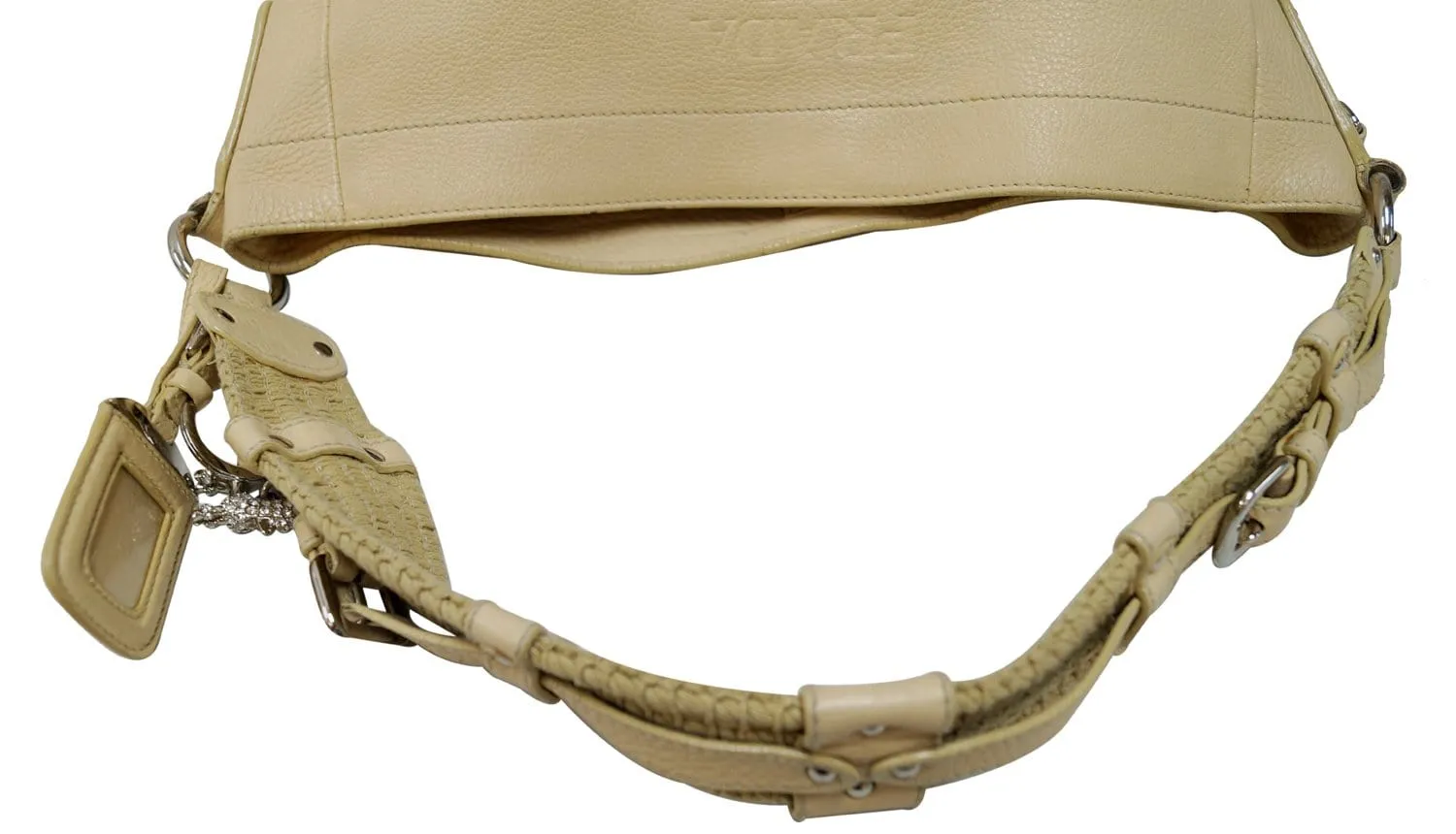 PRADA Cream Leather Daino Hobo Shoulder Bag