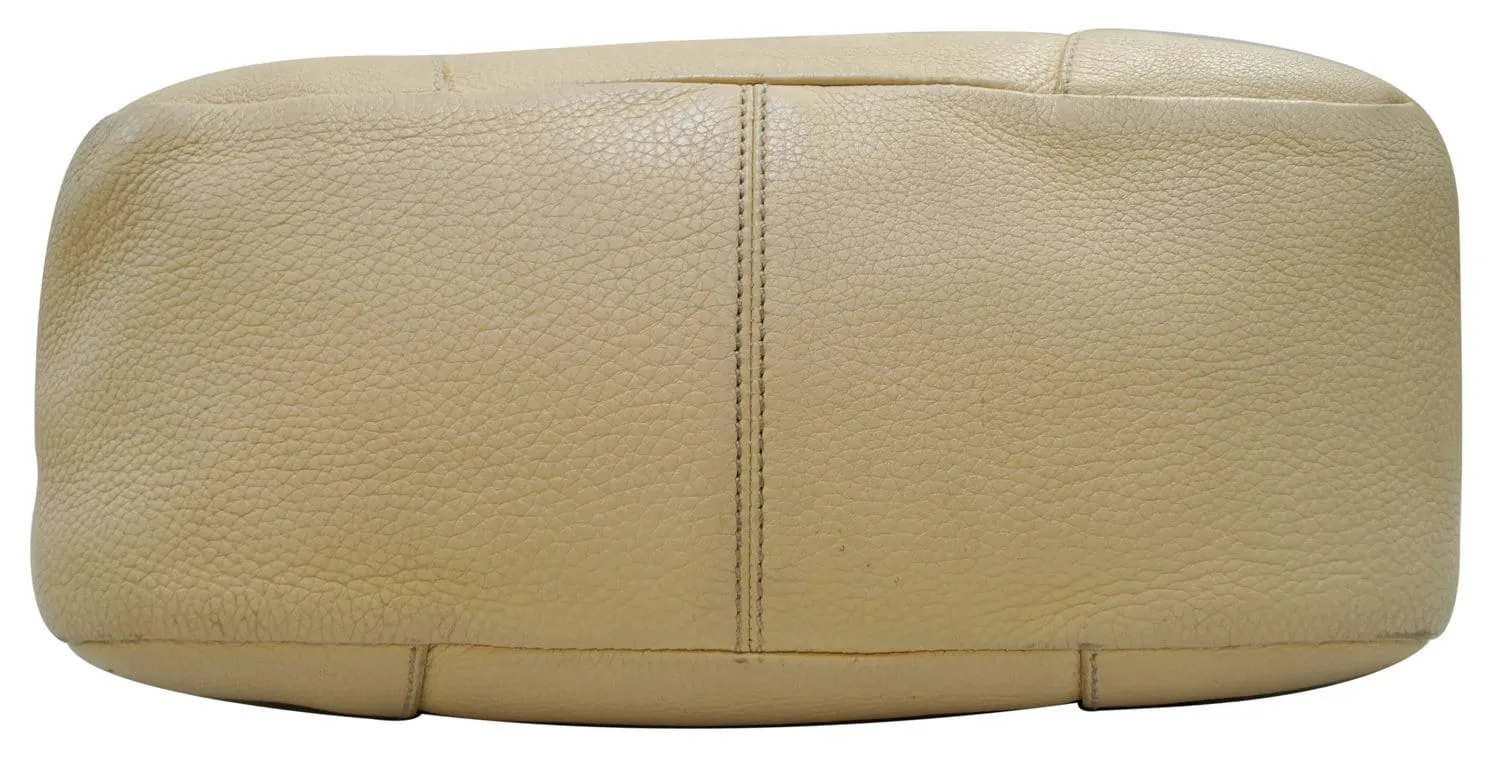PRADA Cream Leather Daino Hobo Shoulder Bag