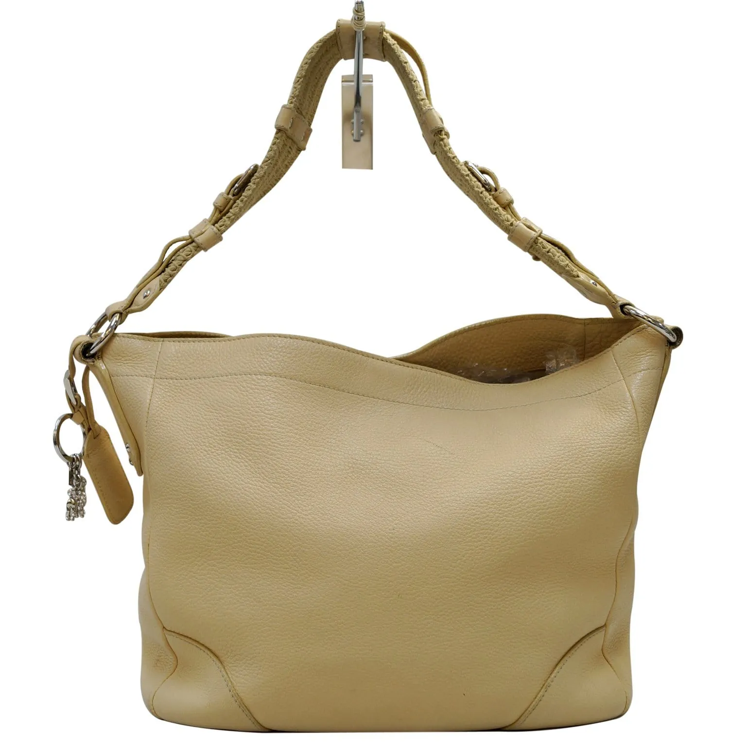 PRADA Cream Leather Daino Hobo Shoulder Bag