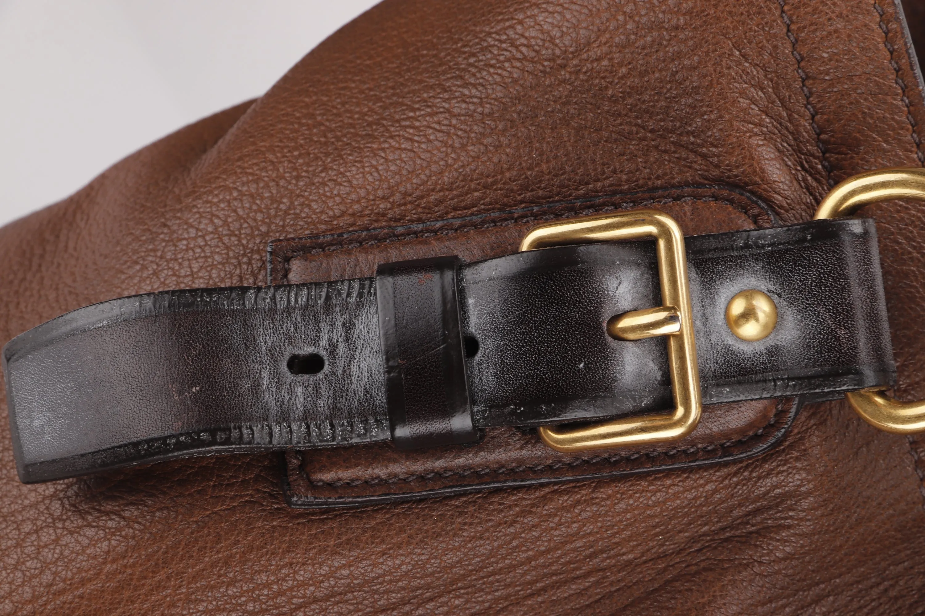 PRADA HOBO BROWN DEERSKIN GOLD HARDWARE, NO DUST COVER & BOX