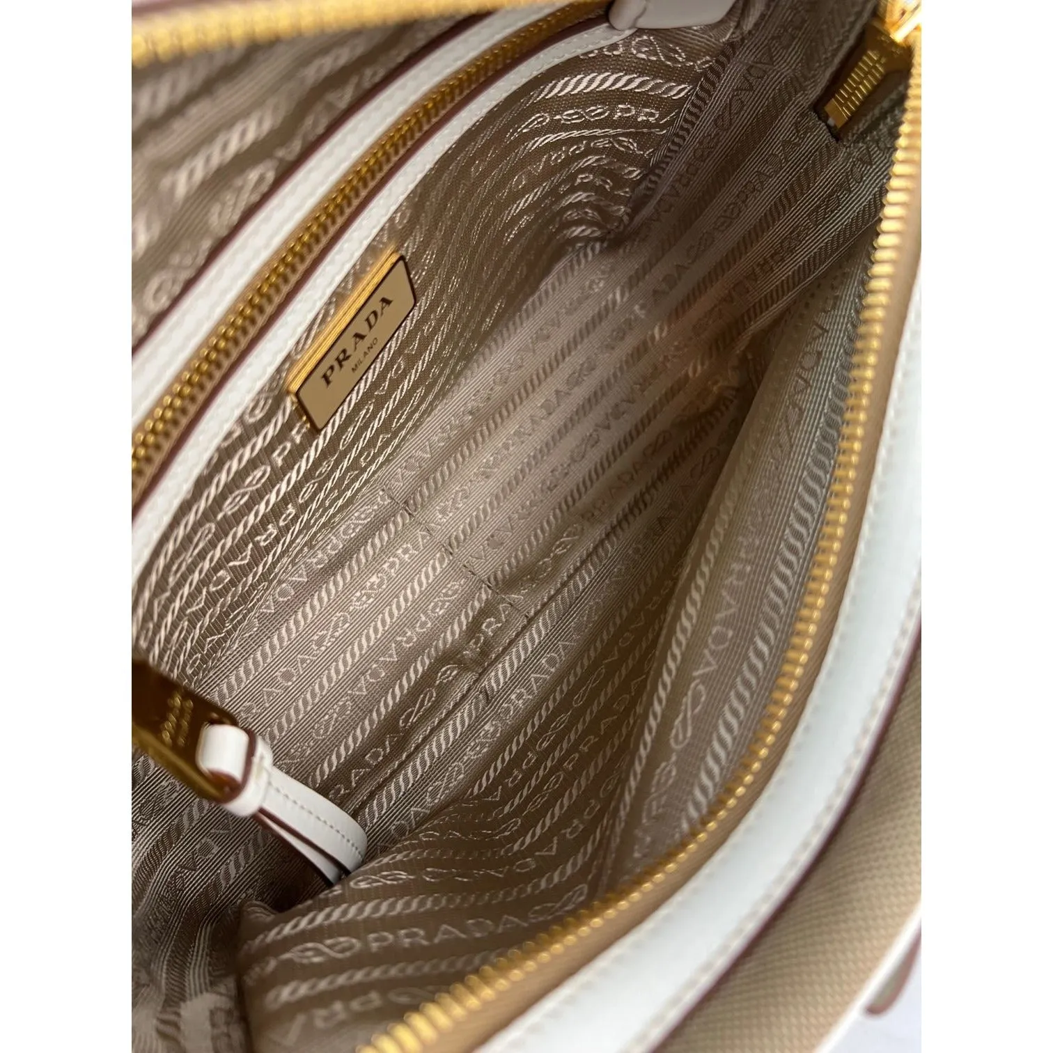 Prada Khaki Canvas Camera Crossbody Bag