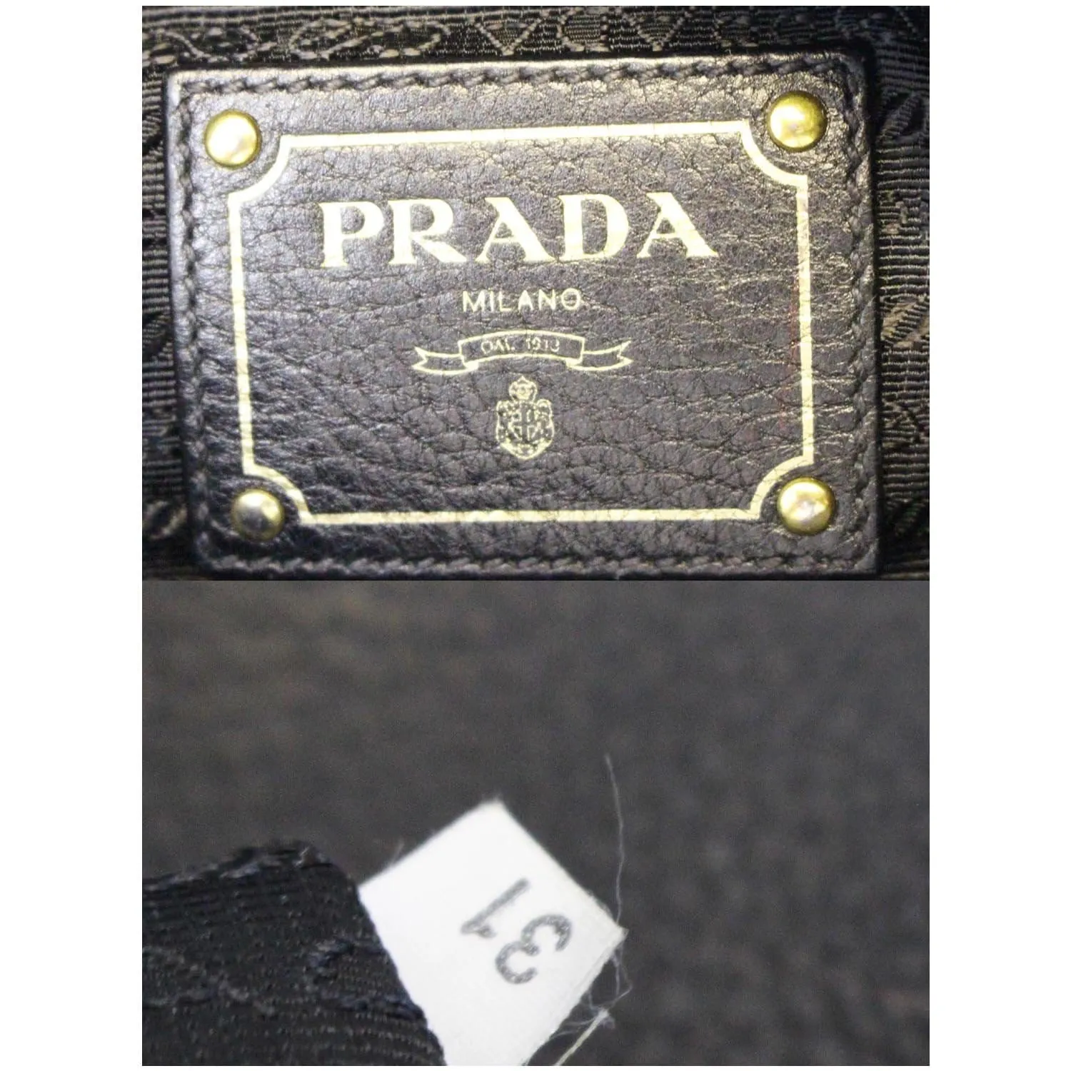 PRADA Vitello Daino Leather Hobo Bag Black