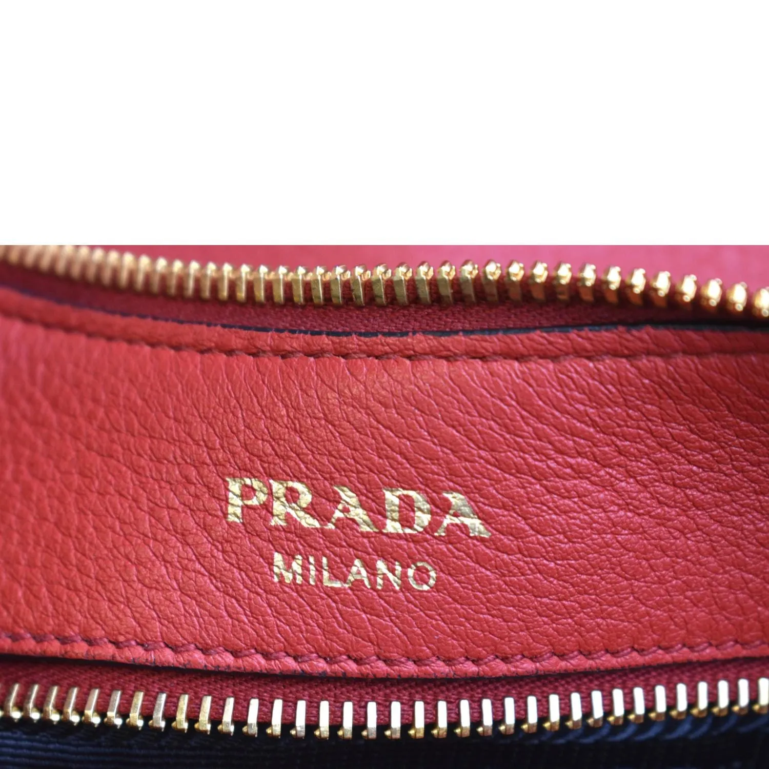PRADA Vitello Daino Leather Hobo Bag Red