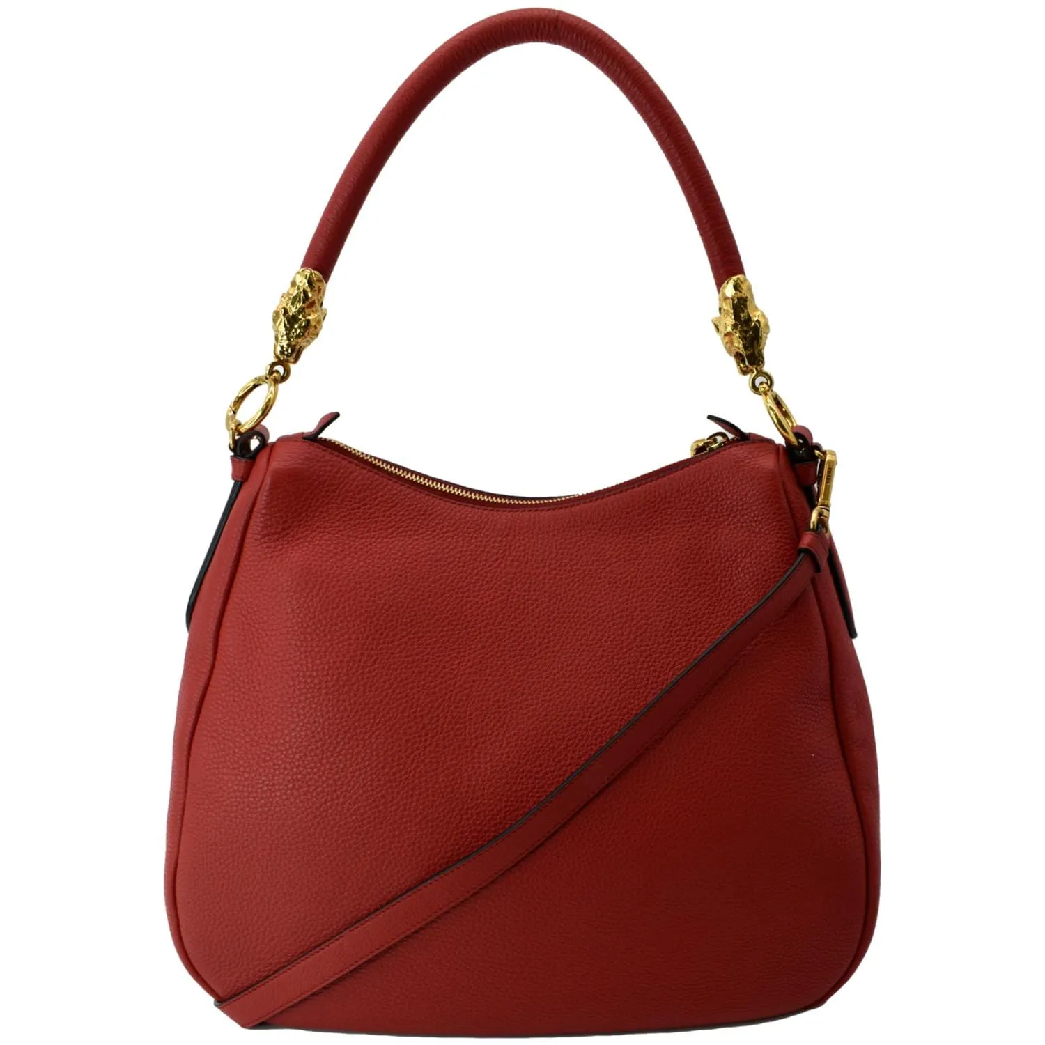 PRADA Vitello Daino Leather Hobo Bag Red