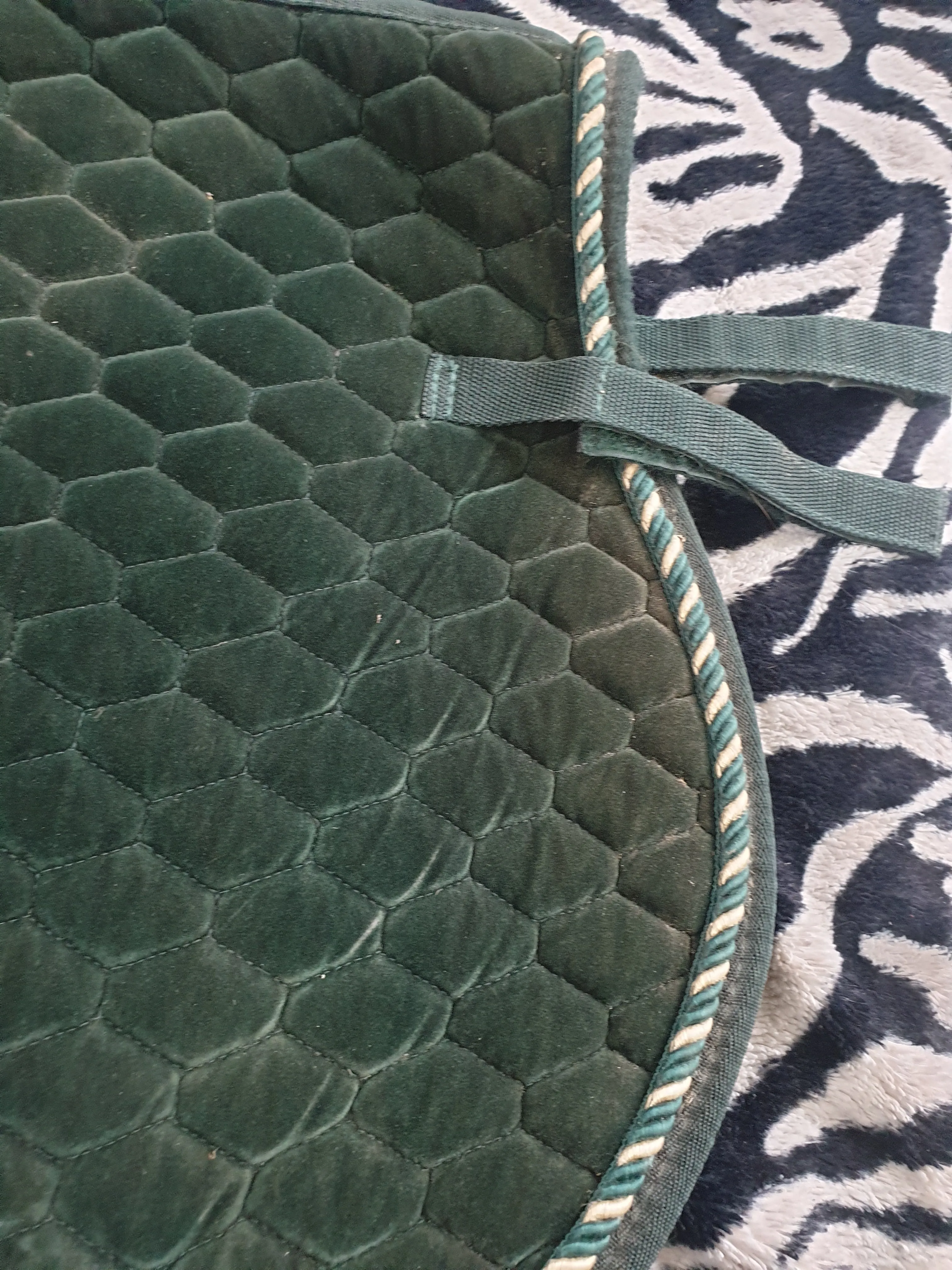 Premier equine quilted velvet green saddle cloth size cob/full FREE POSTAGE ✅
