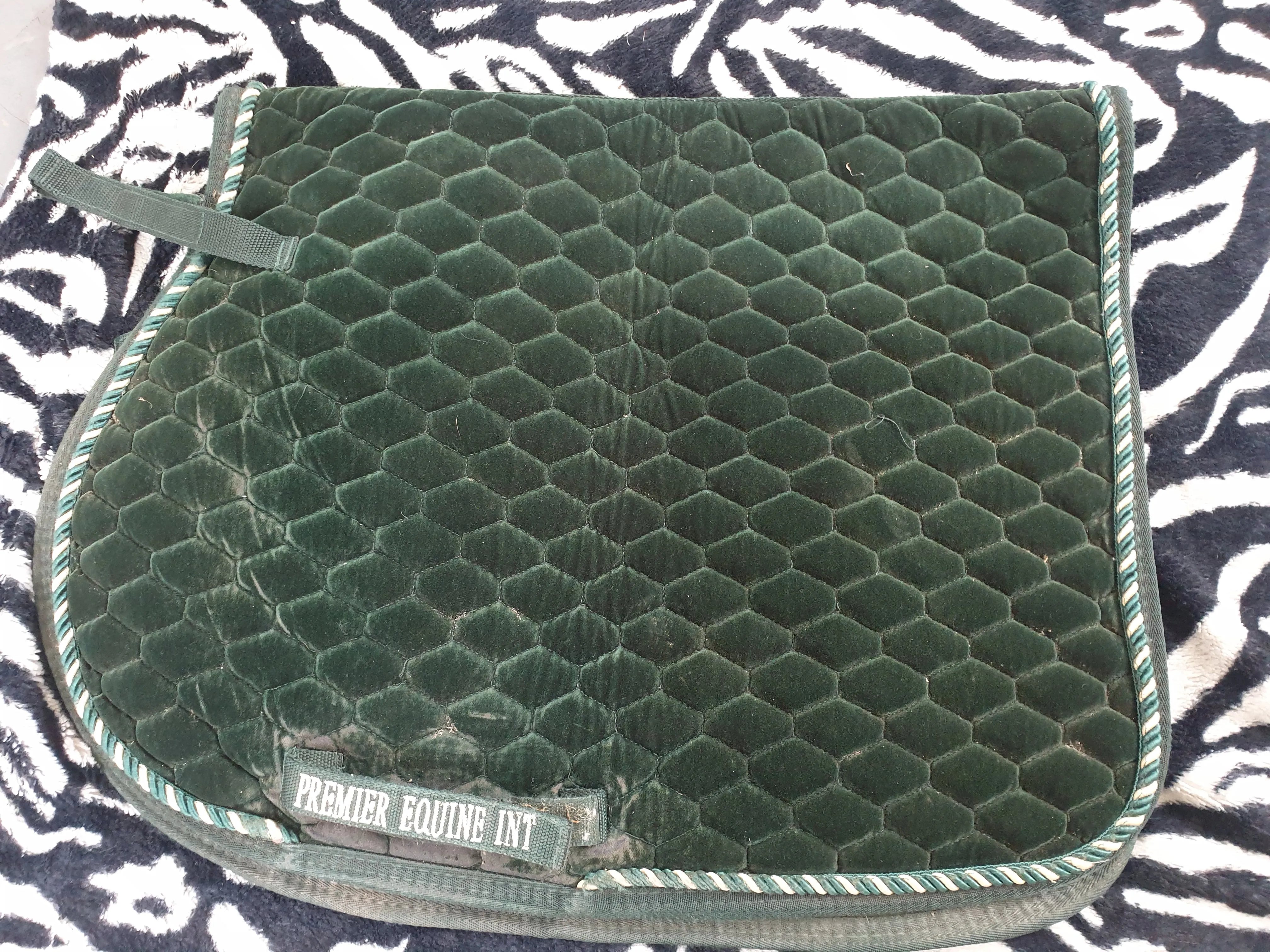 Premier equine quilted velvet green saddle cloth size cob/full FREE POSTAGE ✅