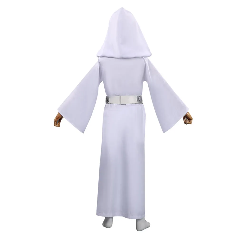 Princess Leia Movie Character Kids Children White Dress Cosplay Costume Outfits Halloween Carnival Suit