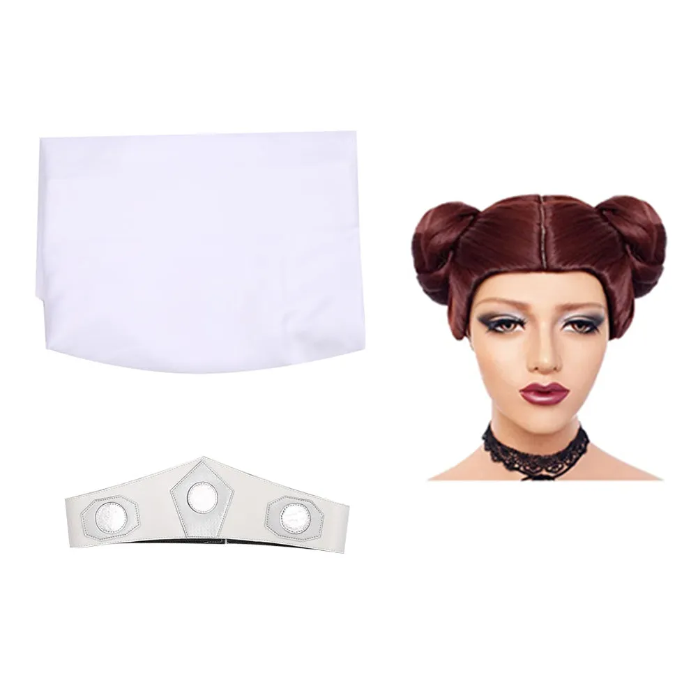 Princess Leia Movie Character Kids Children White Dress Cosplay Costume Outfits Halloween Carnival Suit
