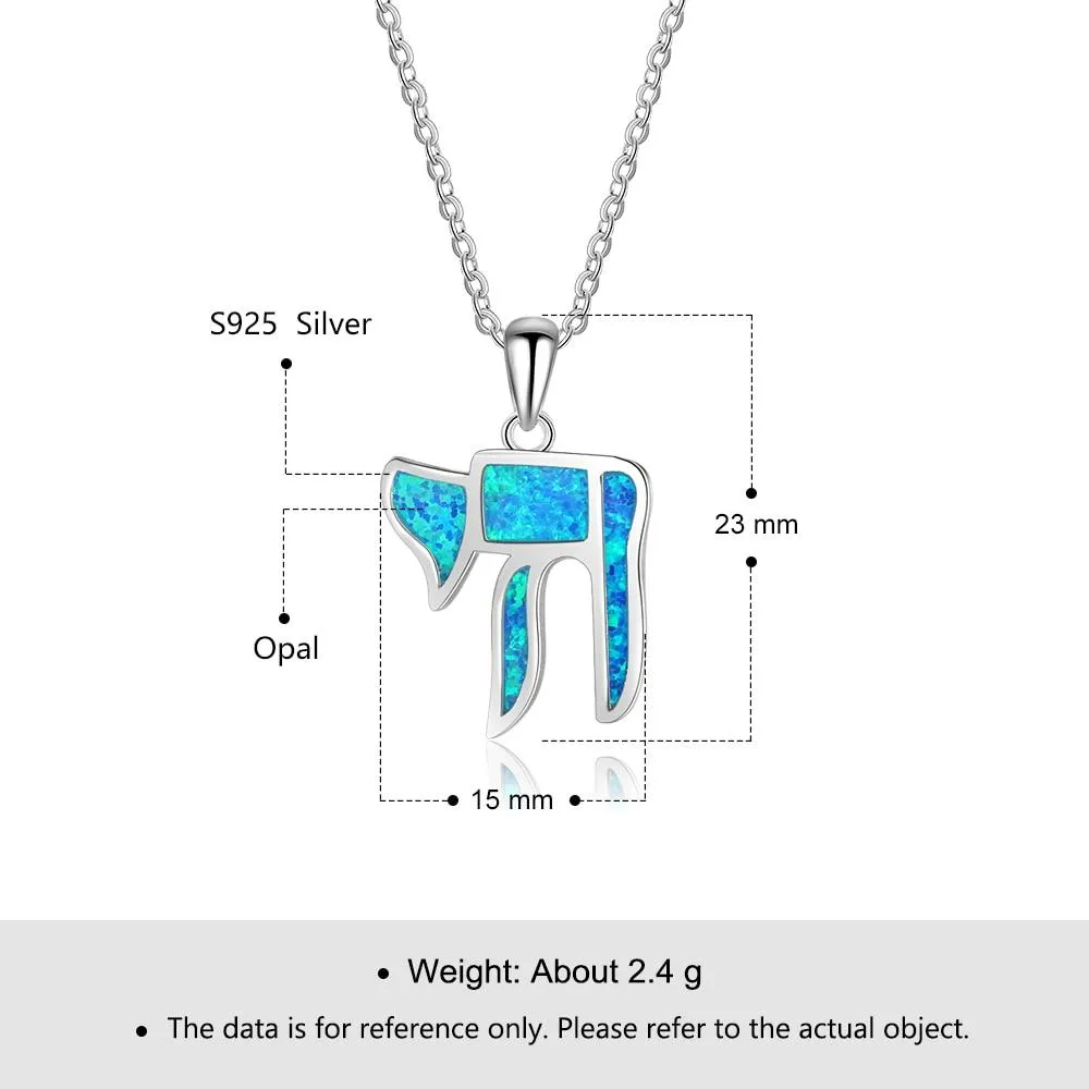 Pure Blue Opal Stone Silver Pendant Necklace