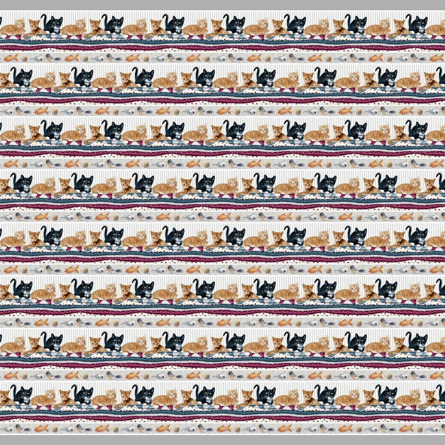 Quilted Kitties Gray Multi