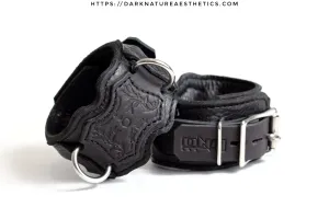 "Carnal Sins" BLACKout Locking Bondage Leather Wrist Cuffs