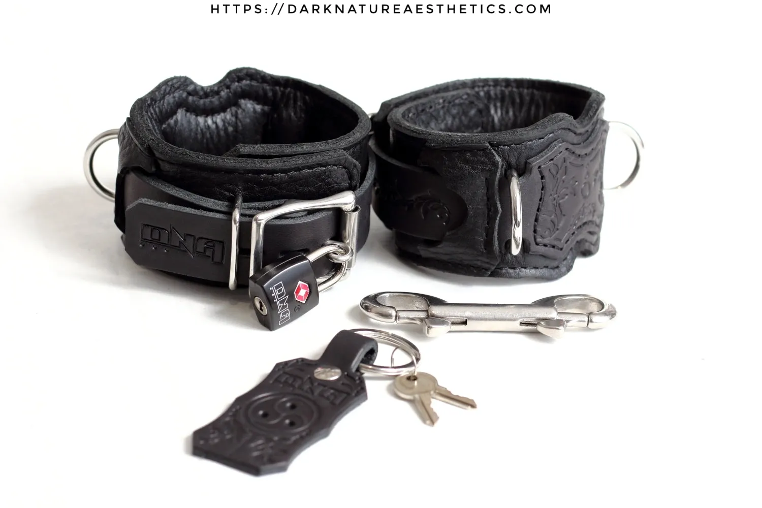 "Carnal Sins" BLACKout Locking Bondage Leather Wrist Cuffs