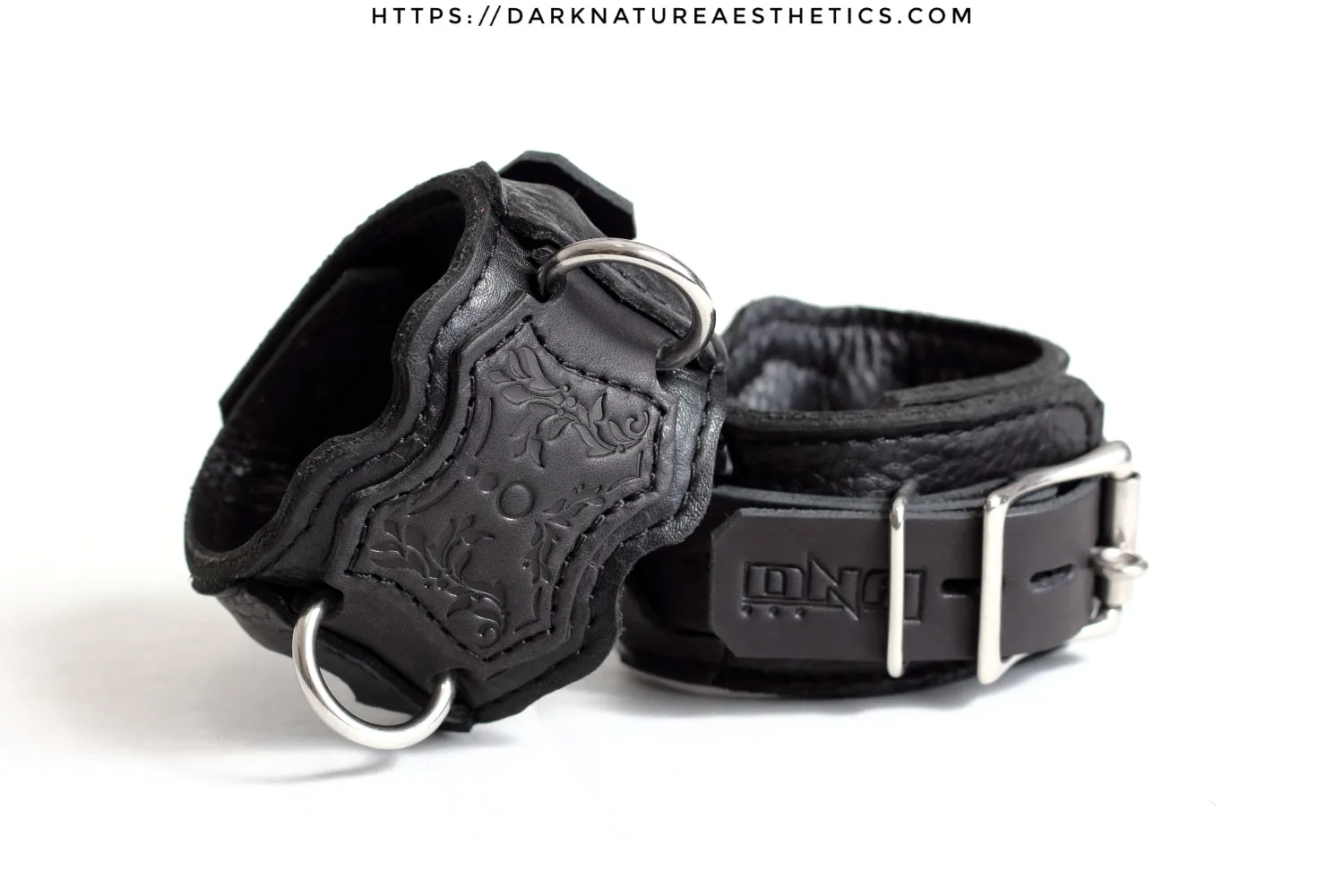 "Carnal Sins" BLACKout Locking Bondage Leather Wrist Cuffs