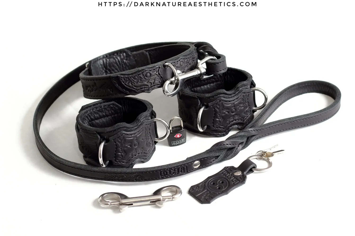"Carnal Sins" BLACKout Locking Bondage Leather Wrist Cuffs