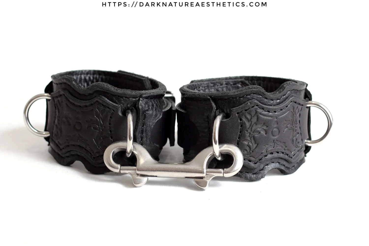 "Carnal Sins" BLACKout Locking Bondage Leather Wrist Cuffs
