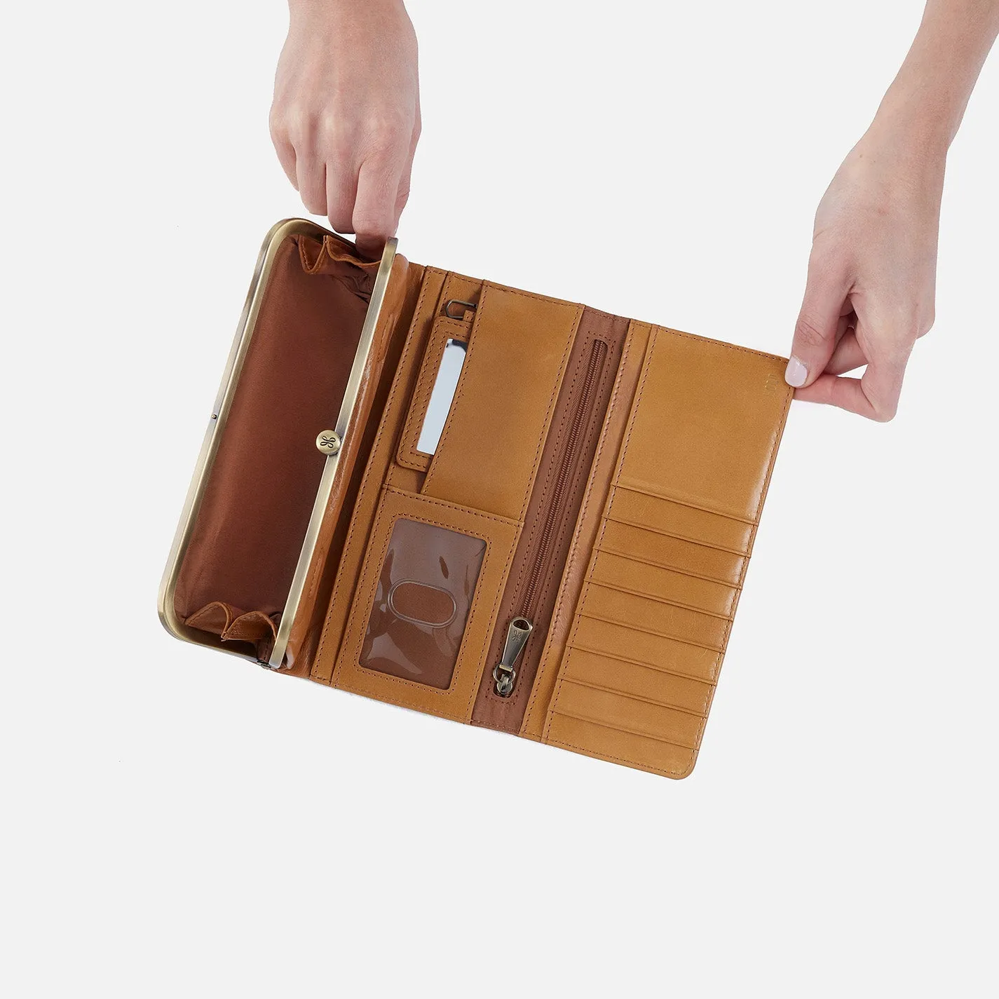 Rachel Continental Wallet In Polished Leather - Natural