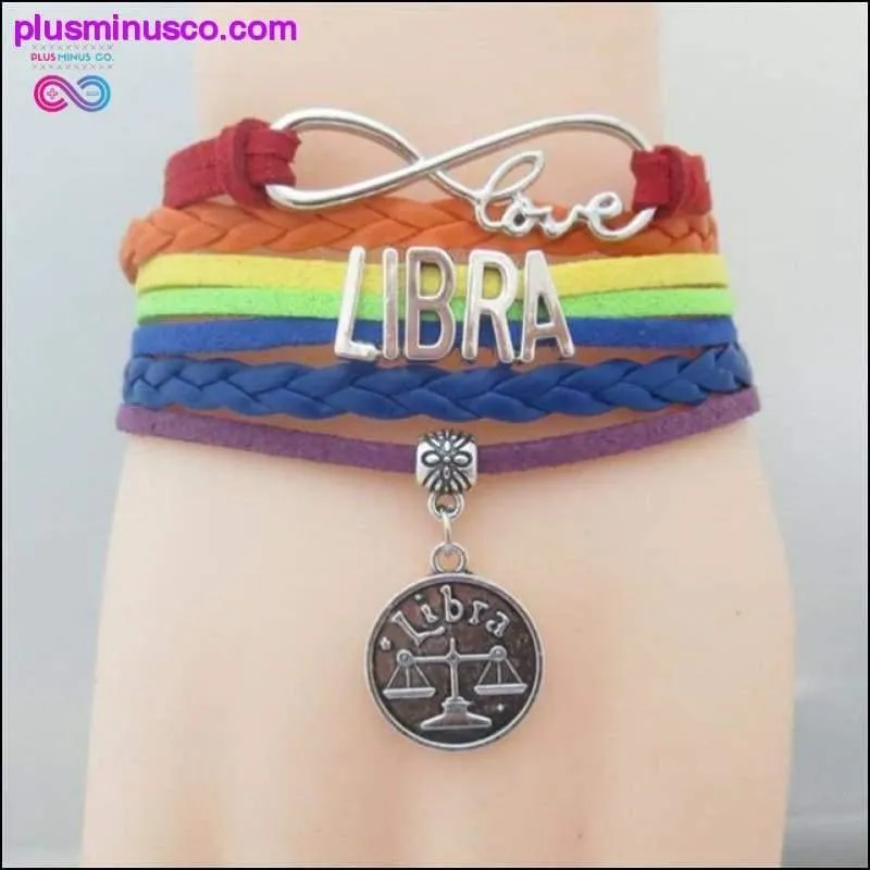 Rainbow Leather Infinity Sign Zodiac Bracelet