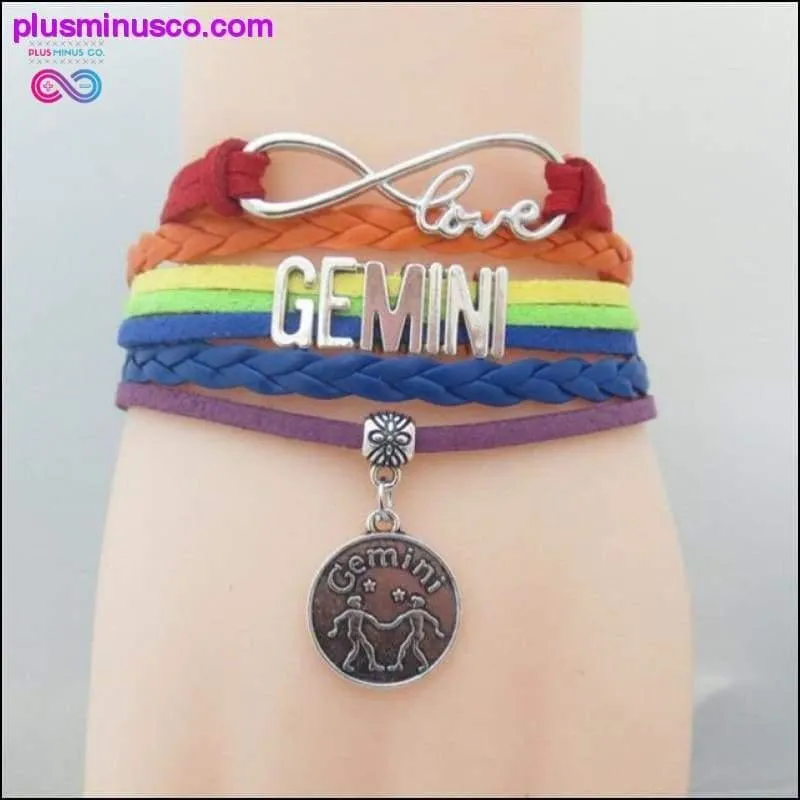 Rainbow Leather Infinity Sign Zodiac Bracelet