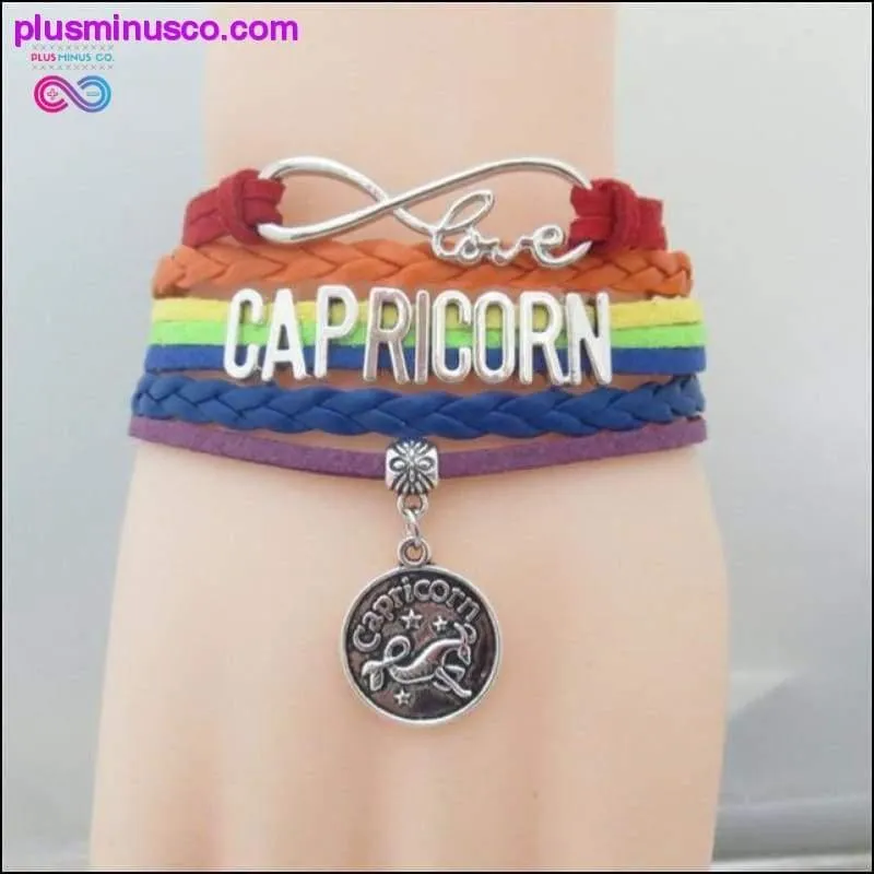 Rainbow Leather Infinity Sign Zodiac Bracelet