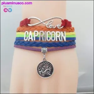 Rainbow Leather Infinity Sign Zodiac Bracelet