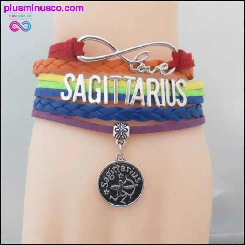 Rainbow Leather Infinity Sign Zodiac Bracelet