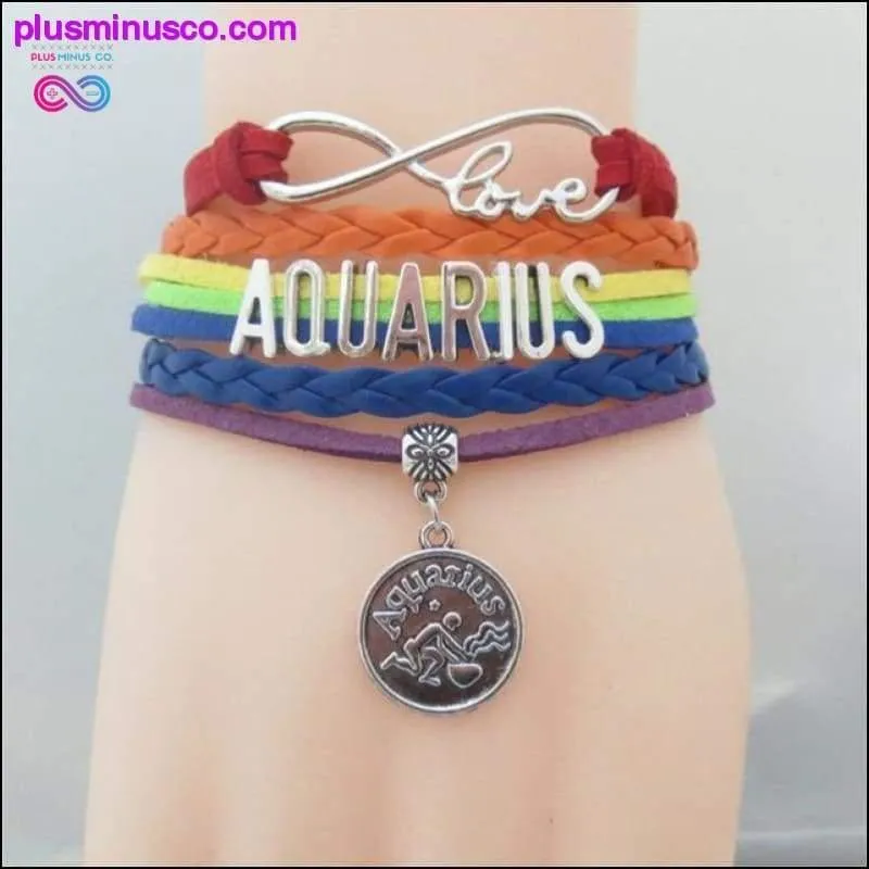 Rainbow Leather Infinity Sign Zodiac Bracelet