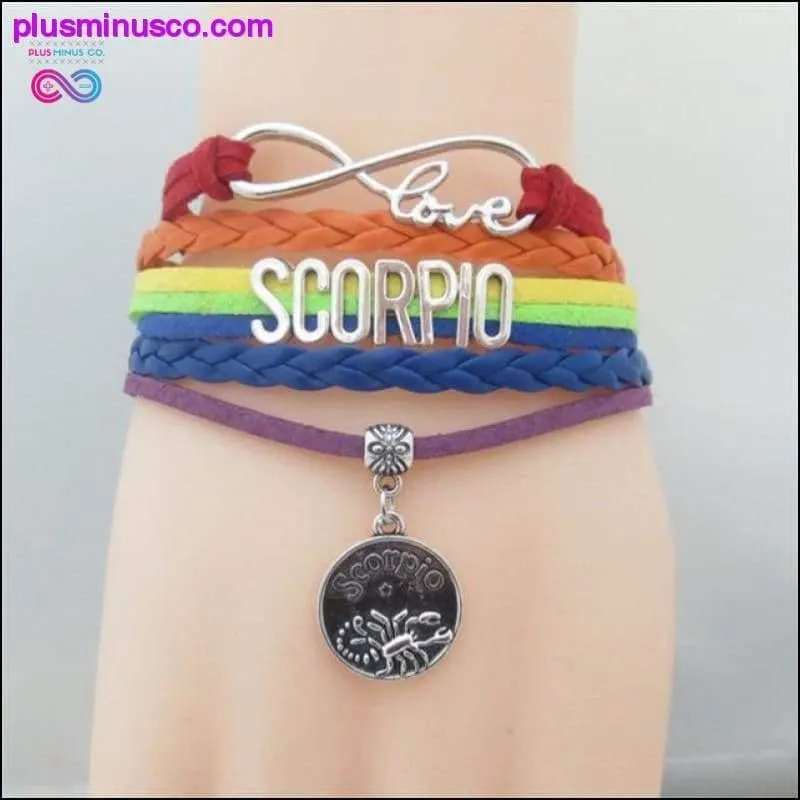Rainbow Leather Infinity Sign Zodiac Bracelet