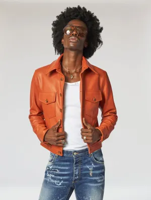 RAMON LEATHER JACKET IN BRICK- Man