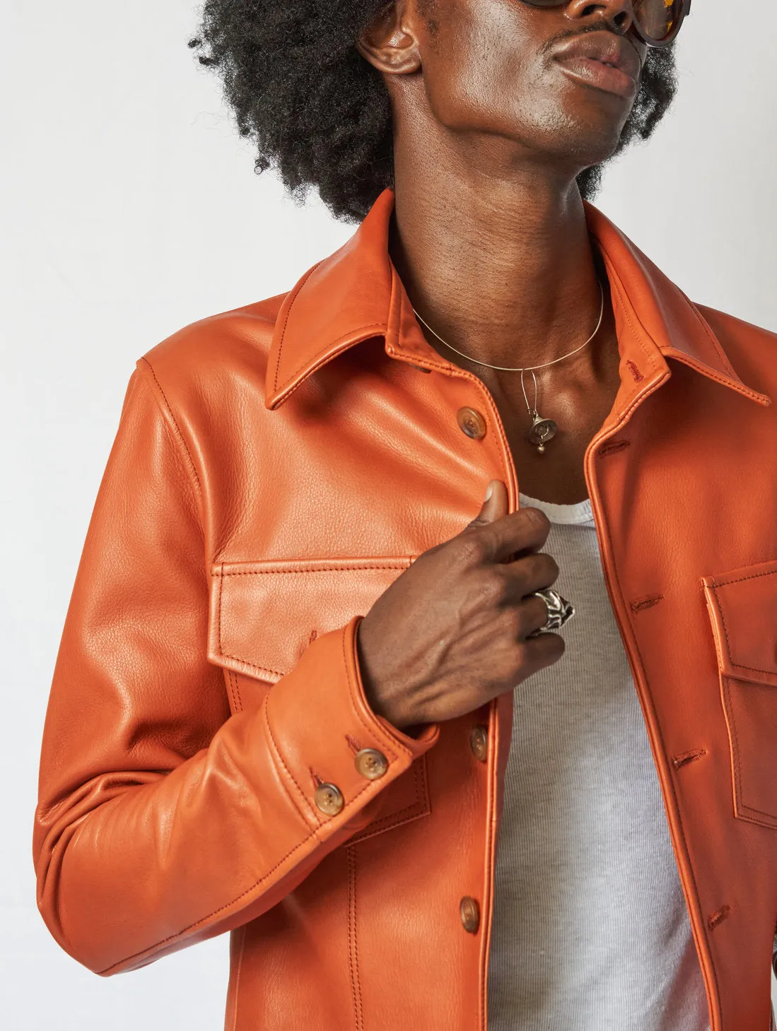 RAMON LEATHER JACKET IN BRICK- Man