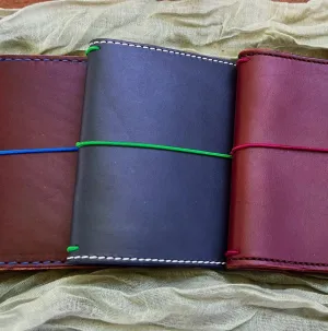Ready-to-ship, PASSPORT Cover, Traveler's Notebook Navy Blue Deluxe w Two Internal Pockets, Full-Grain Leather, 5-3/8"x8.5" (open flat)