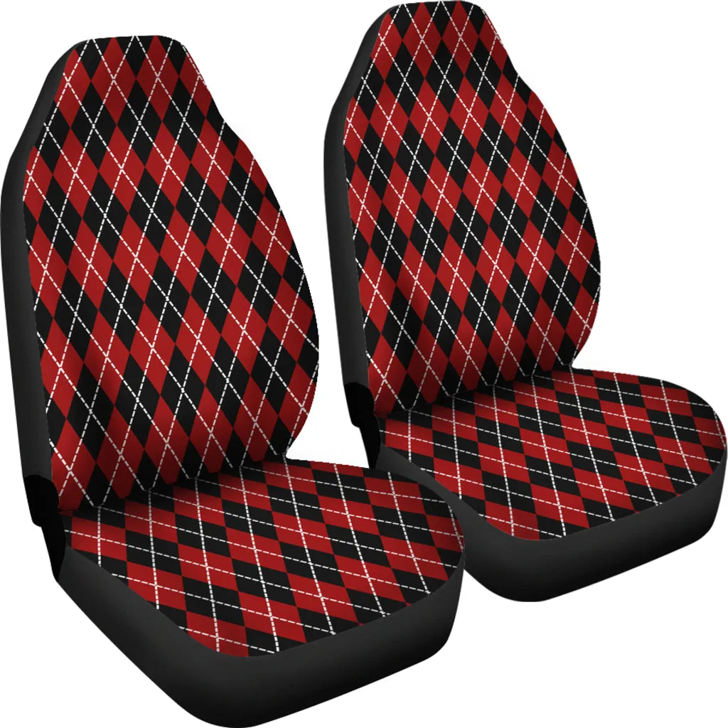 Red and Black Large Argyle Print Car Seat Covers